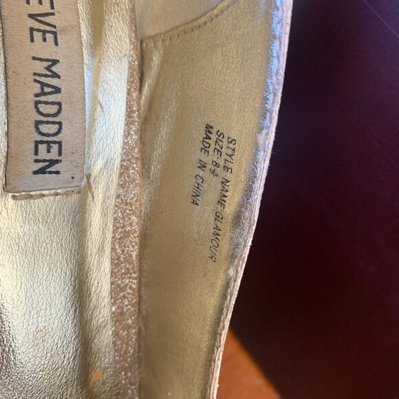 Steve Madden Gold Glitter Sparkly Peep Toe Heels - Picture 7 of 9